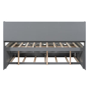 Captain Bed With Built In Bookshelves, 3 Storage Drawers, And Trundle