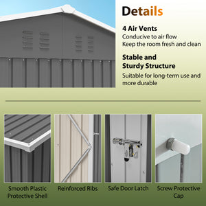 10'x8' Oversized Steel Storage Shed with Window and Lockable Doors