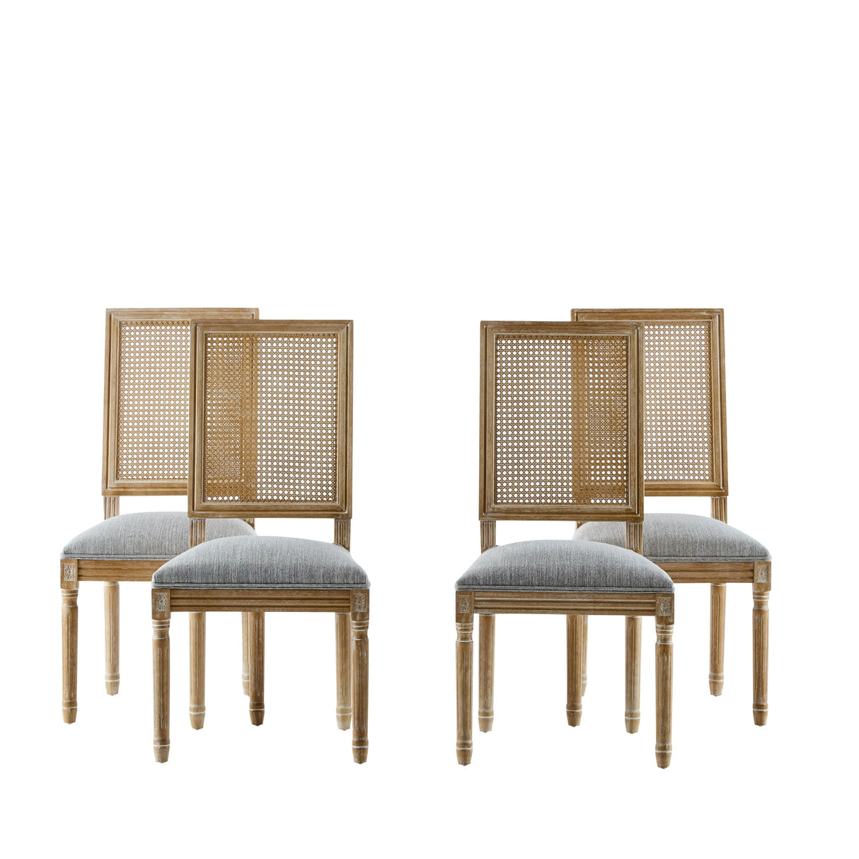 French Country Dining Chair With Rectangular Cane Backrest And Smooth Upholstered Seating - Best Buy Furniture