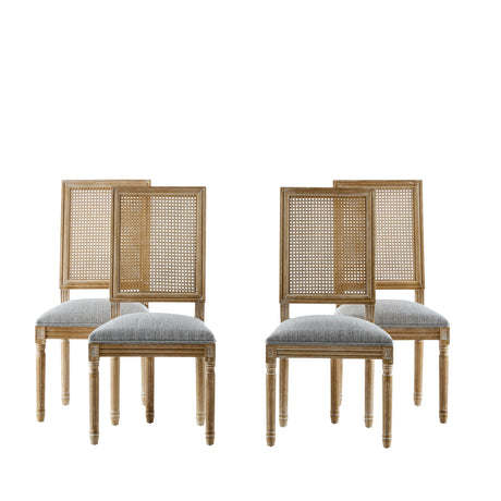 French Country Dining Chair With Rectangular Cane Backrest And Smooth Upholstered Seating - Best Buy Furniture