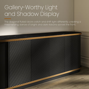 63" Diagonal Fluted Sideboard Cabinet with Storage