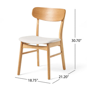 Set of 2 Dining Chairs - Upholstered Seat, Rubberwood Legs
