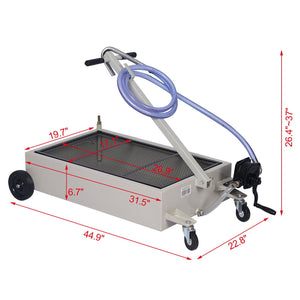 Heavy Duty 20 Gallon Low Profile Oil Drain With Pump Polypropylene - Gray