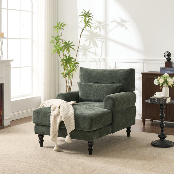 Modern Chaise Lounge Upholstered Sofa Recliner Chair in Green