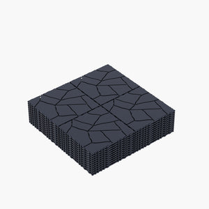 Stone Style Patio Deck Tiles For Porch (Set of 44) - Gray