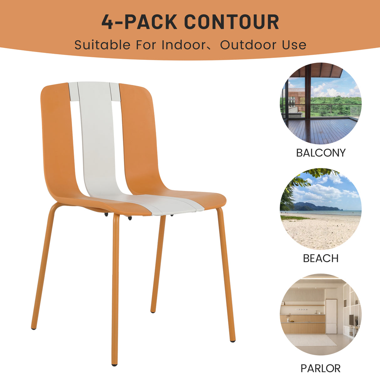 Summer 4-Pack Modern Striped Color Block Chairs