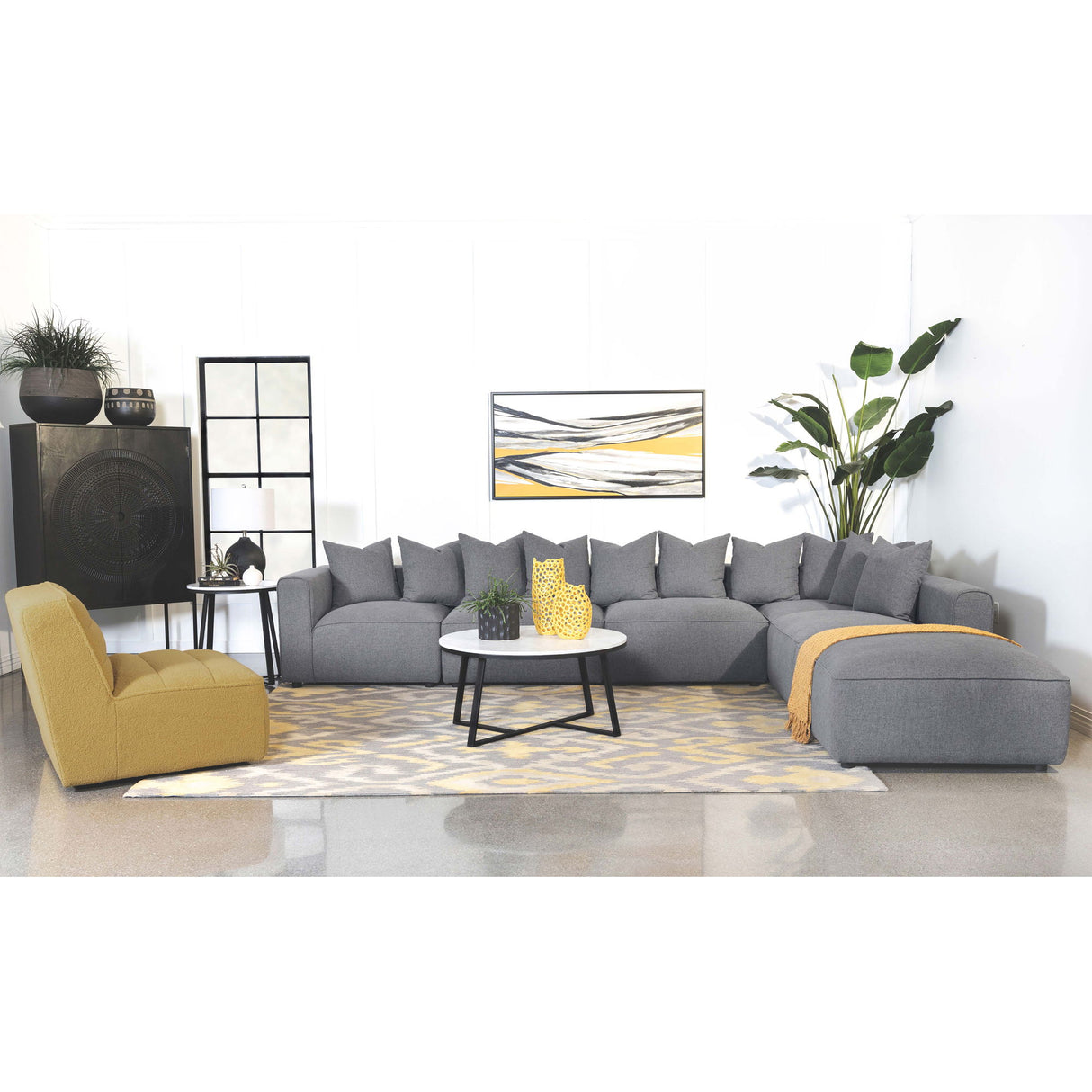 Amherst - Armless Chair With Accent Pillow - Gray