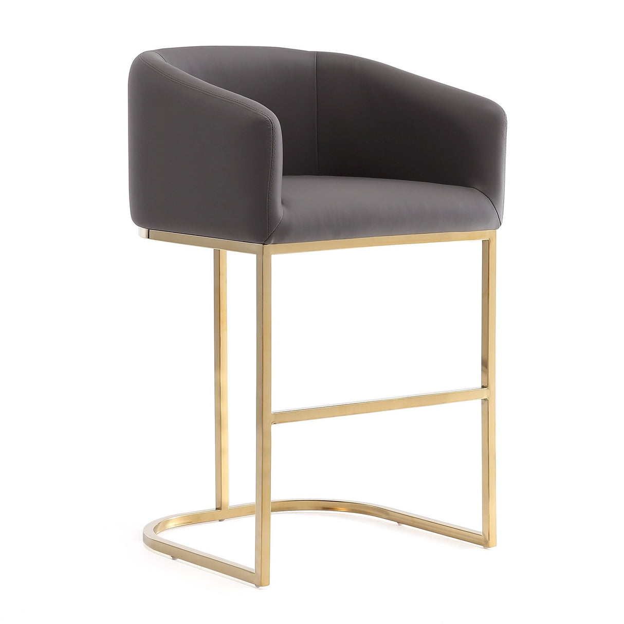 Mid-Century Modern Stool With Steel Base