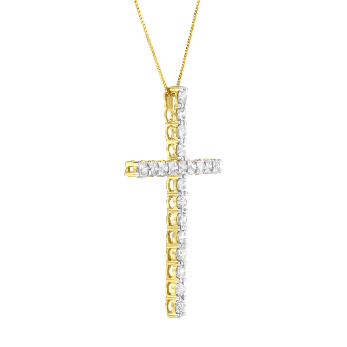 10K Yellow Gold Plated .925 Sterling Silver 4.0 Cttw Round Cut Diamond Cross Pendant Necklace (J-K Color, I1-I2 Clarity) - 18"