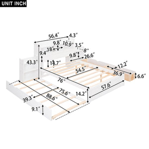Storage Platform Bed With Pull Out Shelves, Trundle, And 2 Drawers