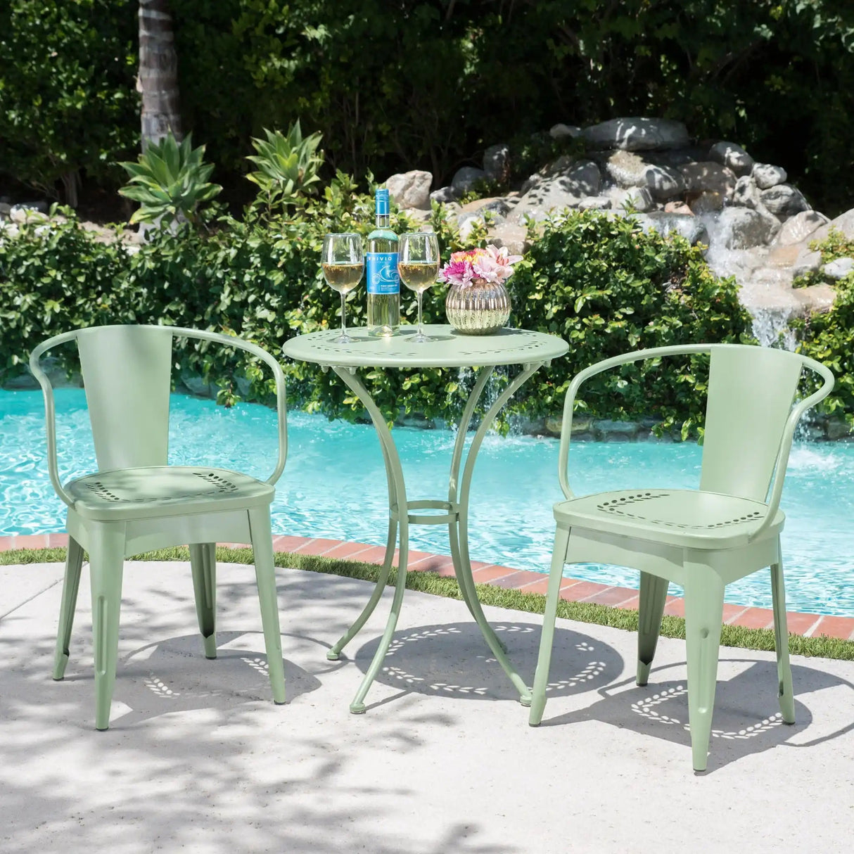 Ambrosia - 3 Piece Bistro Set With Leaf Motifs Top And Seat - Best Buy Furniture