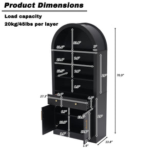 Arched Bookshelf with Storage Cabinet