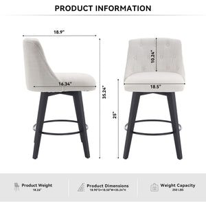 Swivel Bar Stools & Button Tufted Back (Set of 2)
