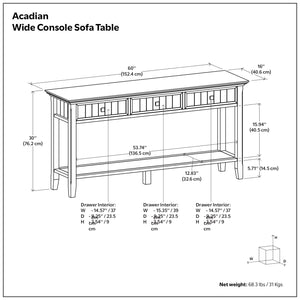 Acadian - Wide Console Sofa Table - Brunette Brown
