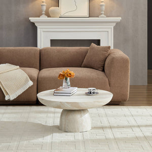 Mushroom Coffee Table, 31.5-Inch Round Fiberglass, Beige