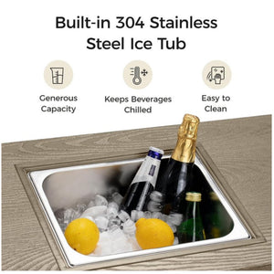3 In 1 Outdoor Propane Fire Pit Table 50, 000 BTU With Ice Bucket - Beige