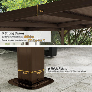 10'x16' Hardtop Lean-To Gazebo with Gutters
