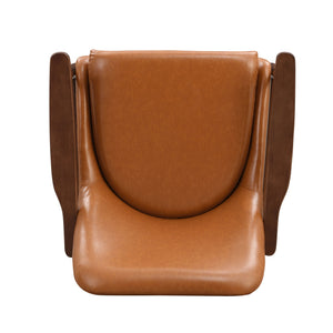 Mid - Century Accent Chair With Cushioned Seat, Brass Tipped Legs