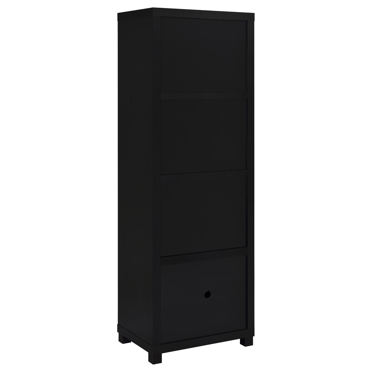 Sandl - 3 Shelf Media Tower With Cabinet Storage Solution - Black