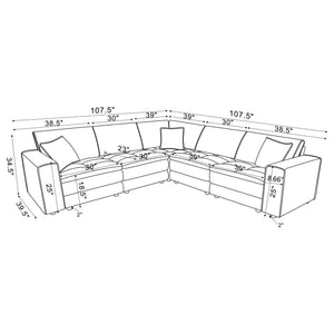 Azure - 5 Piece Upholstered Modular Sectional Sofa - Blue