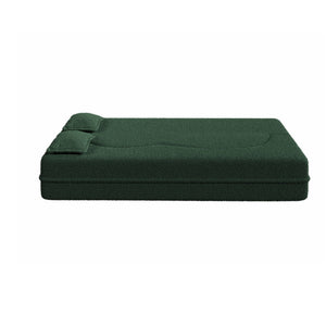 Modern Floor Sofa With 2 Pillows Convertible Teddy Fabric Foam Filled Bed