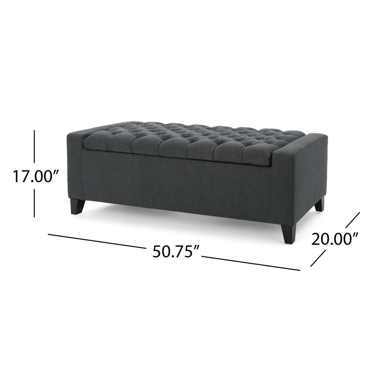 Contemporary Storage Ottoman With Tufted Top - Dark Gray - Best Buy Furniture