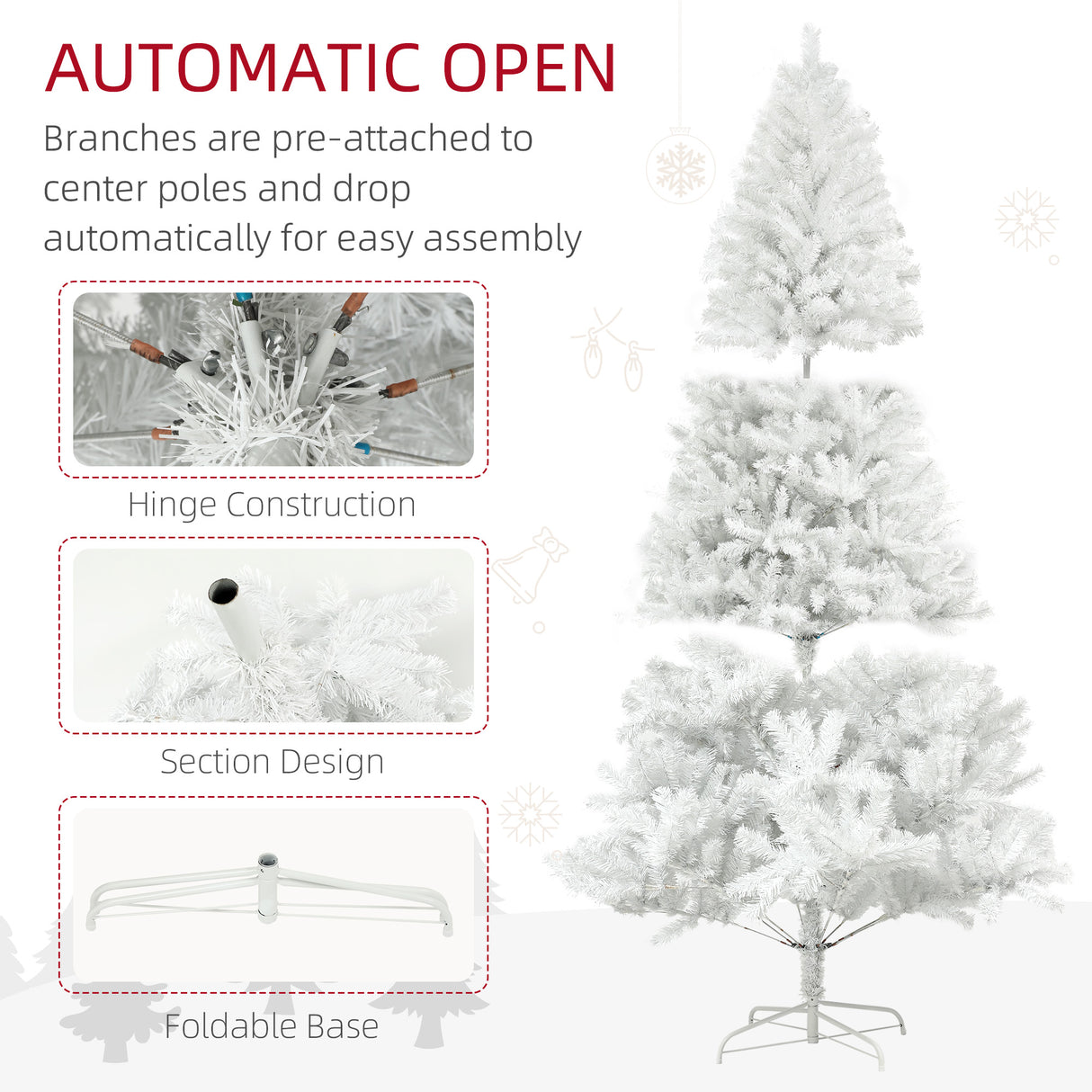 HOMCOM 7.5ft Tall Artificial Christmas Tree