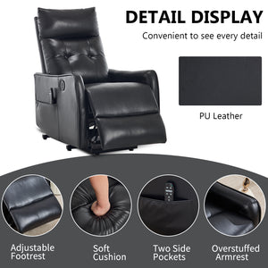 Black PU Single Motor Power Lift Recliner Chair