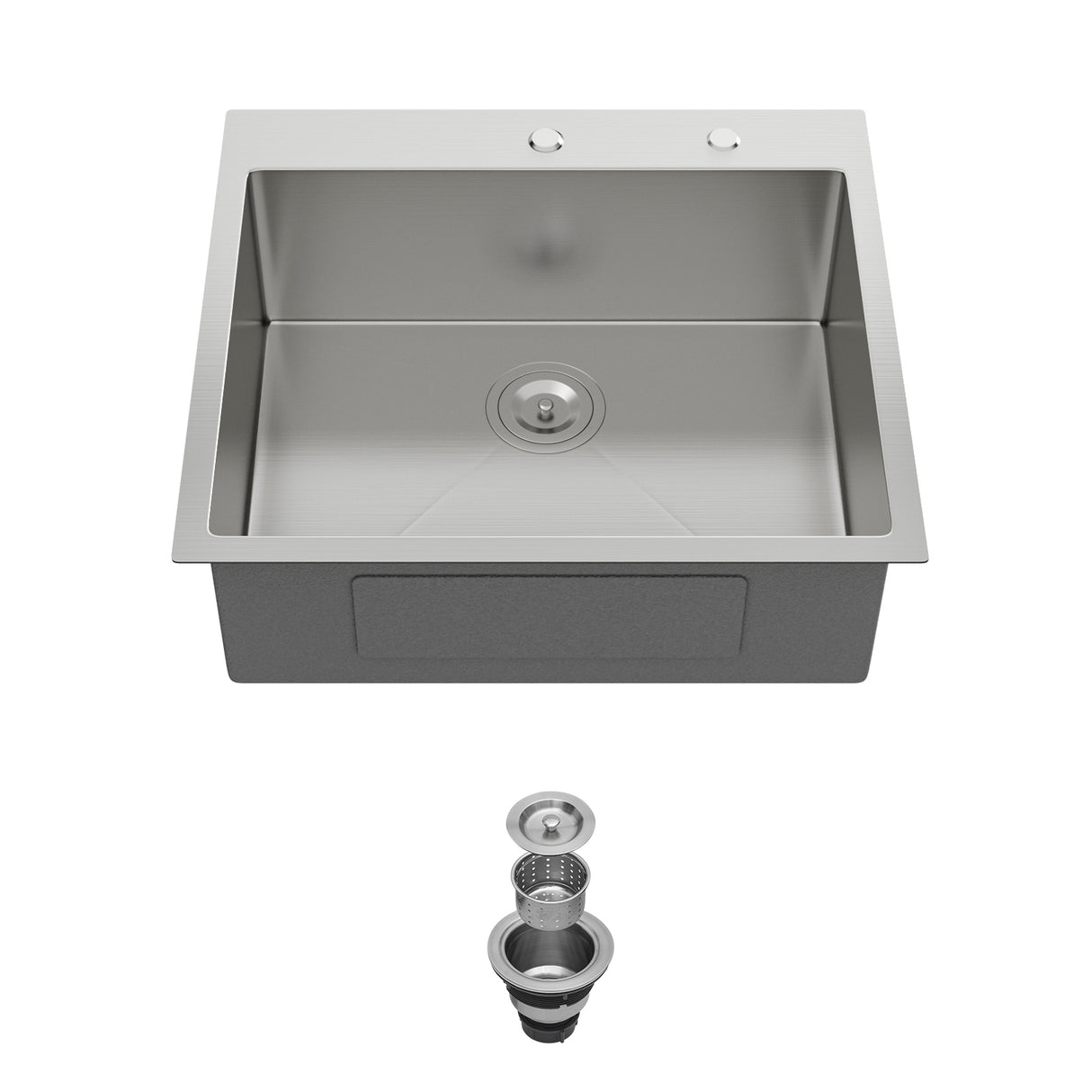24 x 18 x 9 Inch Kitchen Sink Drop-In 16 Gauge Stainless Steel