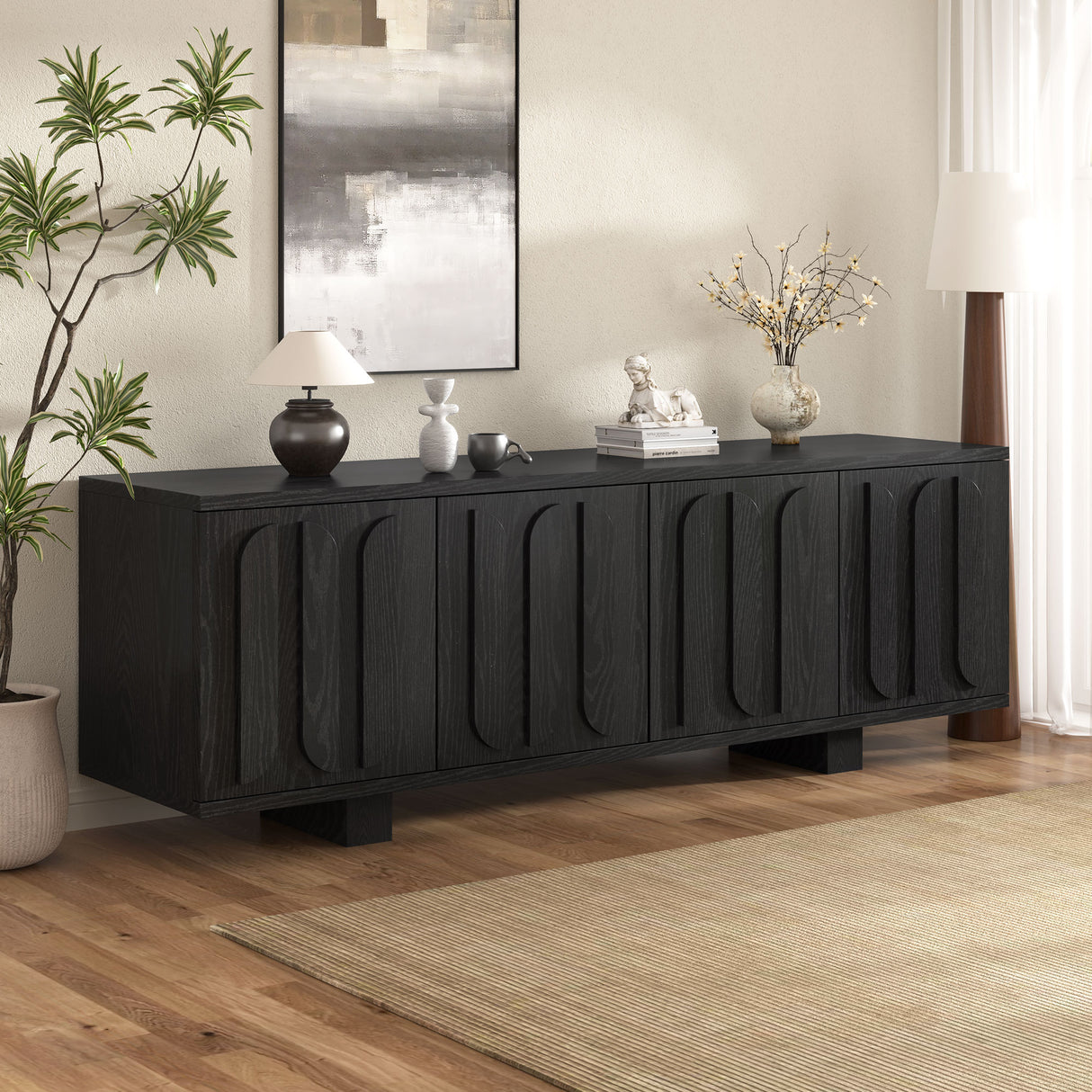 Vibe Haus 63'' Farmhouse TV Stand for TVs up to 75 Inches