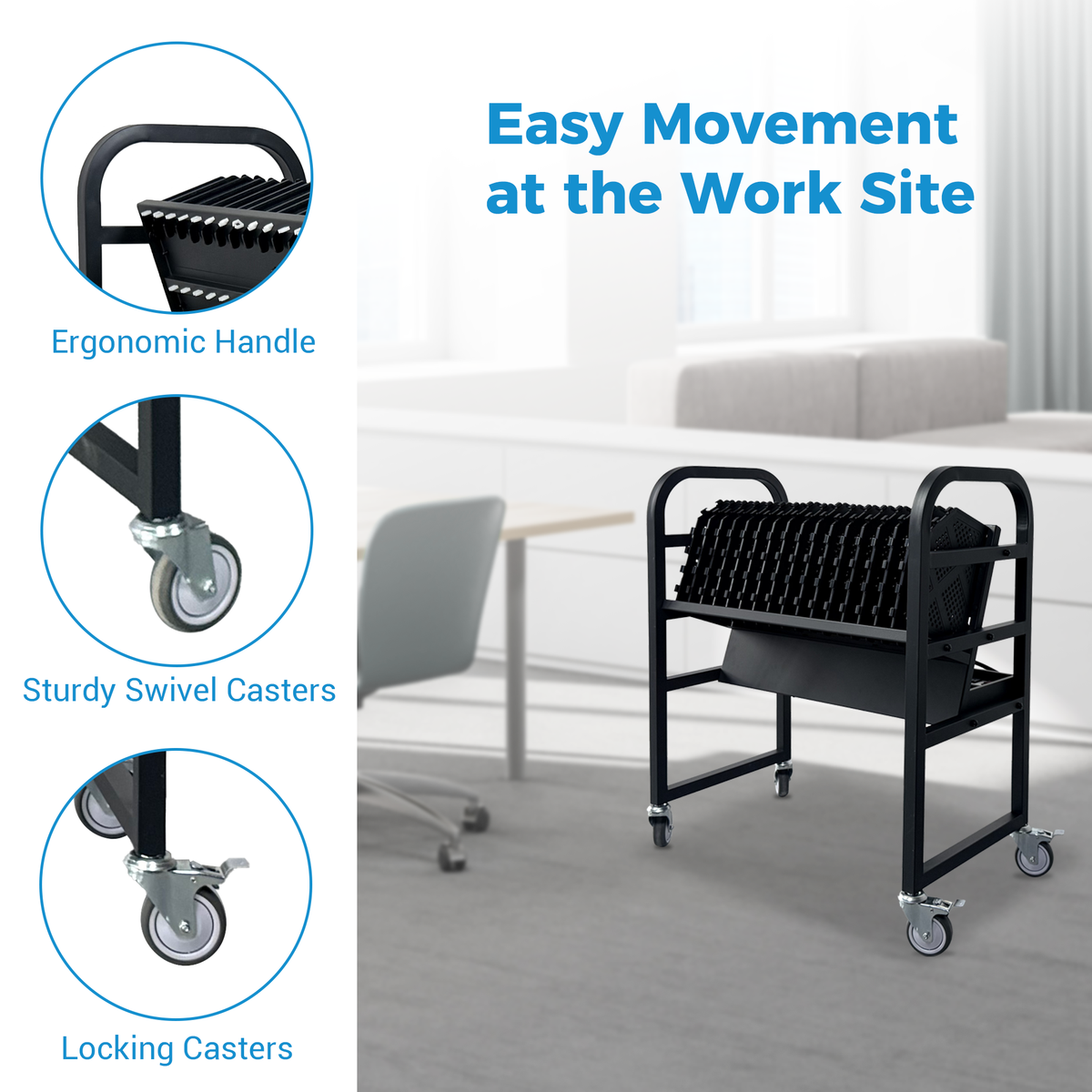 16-Device Mobile Open School Charging Cart Station