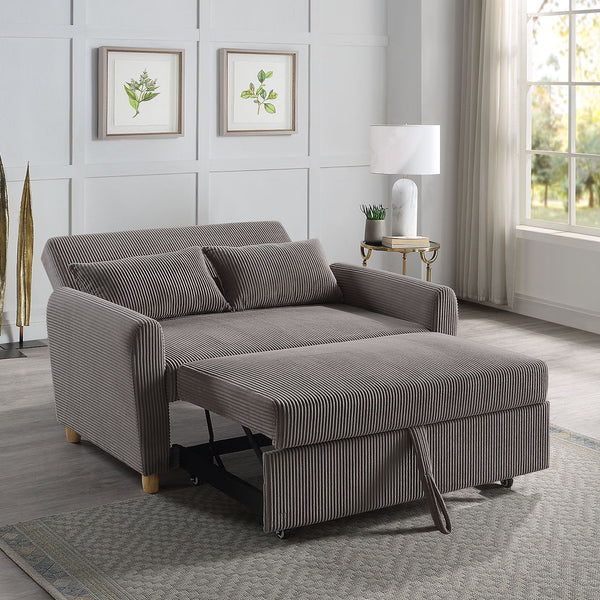 Justine - Convertible Sleeper Loveseat - Brown