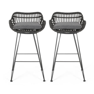 Outdoor Rattan Bar Chair With Metal Legs
