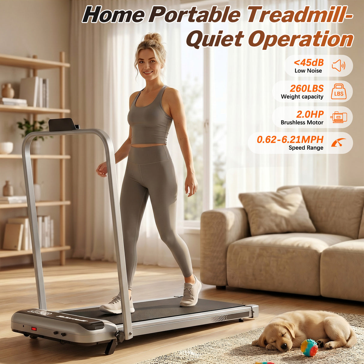 3-In-1 Under Desk Treadmill with Incline