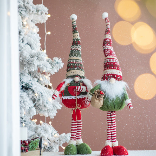 Set of 2 Fabric Standing Holiday Gnomes