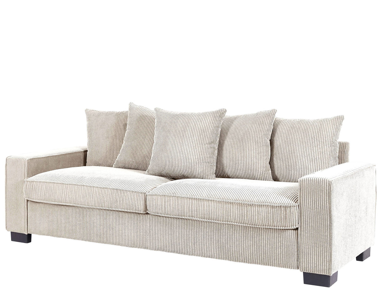 Luxe Sofa With 5 Matching Toss Pillows, Sleek Design, Spacious And Comfortable 3 Seater Couch