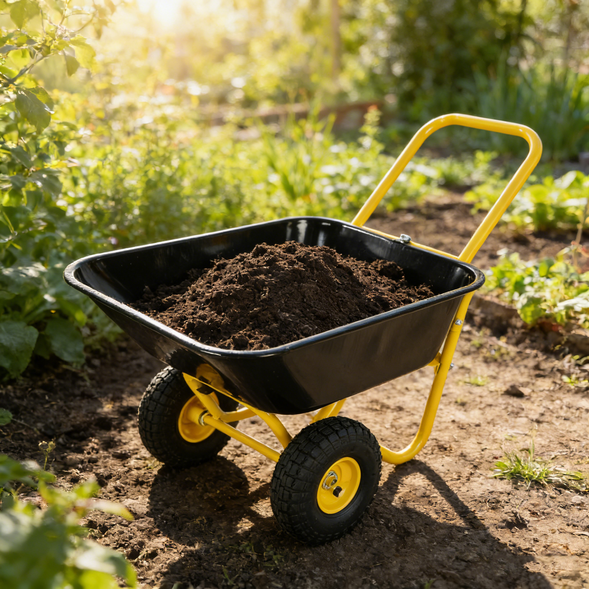 Two-Wheeled Barrow, Garden Cart with 10-Inch Pneumatic Wheels