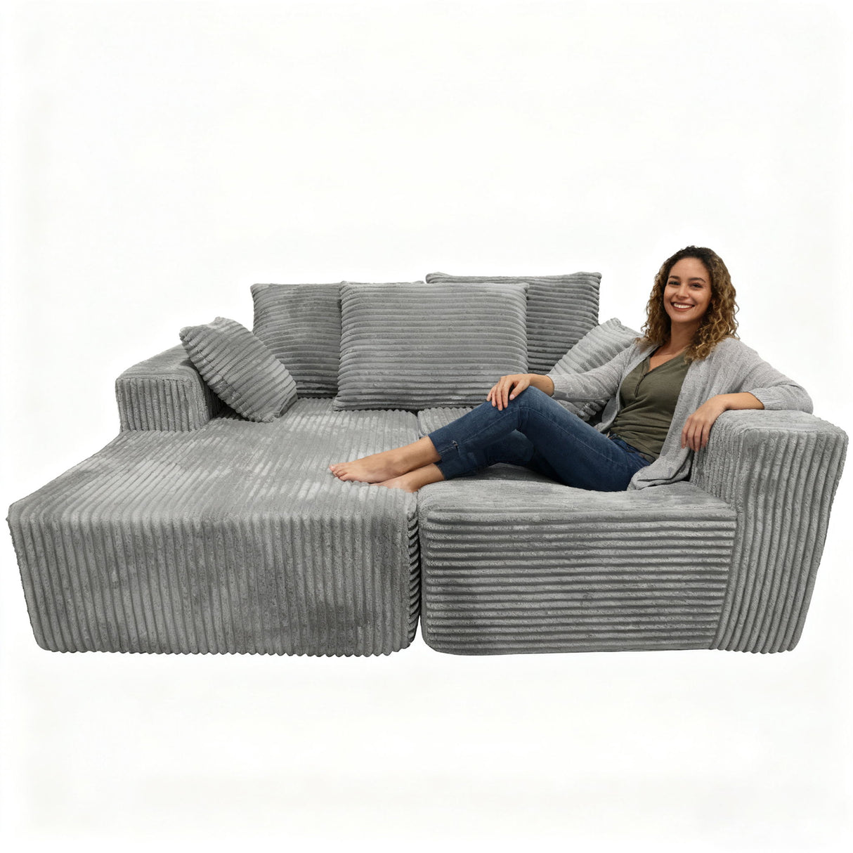 Corner Combination Sofa Sectional Couch With Soft Fabric