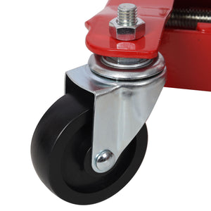 Heavy Duty Low Lift Transmission Jack With Nylon Safety Strap For Small Vehicles - Red