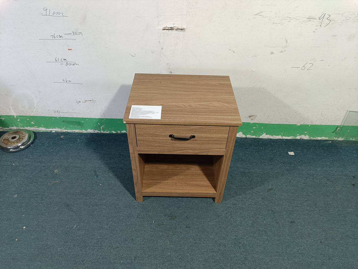 Wood Nightstand with Drawer and Open Shelf