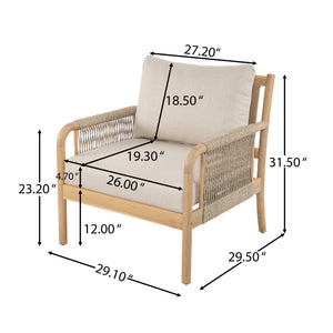 Casper Outdoor Club Chair Acacia Wood and Woven Rope