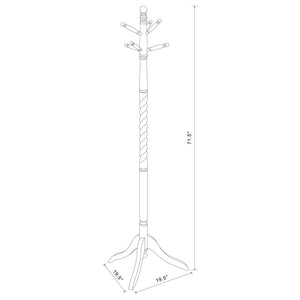 Coat Rack With Post Traditional Entryway Organizer With 6 Hooks - Brown