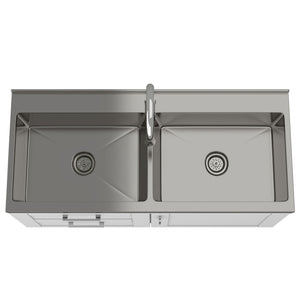 Shaker - Modern Wide Laundry Cabinet With Faucet And Sink - White