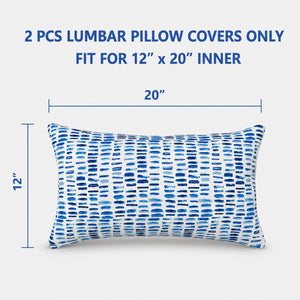 2 Pack Outdoor Lumbar Pillow Covers - Blue Dash
