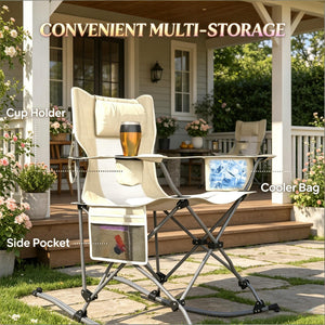 Set of 2 Rocking Park Chairs - Portable Folding Camping Chairs