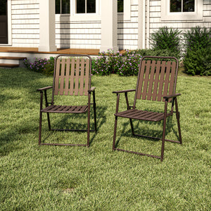 Brown 2-Piece Folding Chair, No Assembly Required