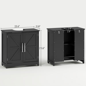 Pedestal Sink Storage Cabinet with 2 Barn Doors and Adjustable Shelf