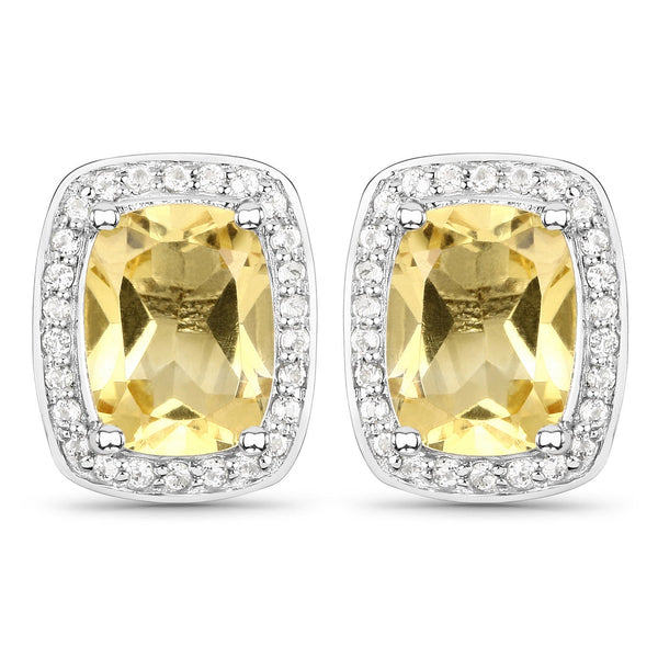 2.81 Carat Genuine Citrine and White Topaz .925 Sterling Silver Earrings