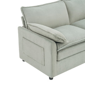Modern 3 Seater Sofa With Side Storage Pockets For Living Room