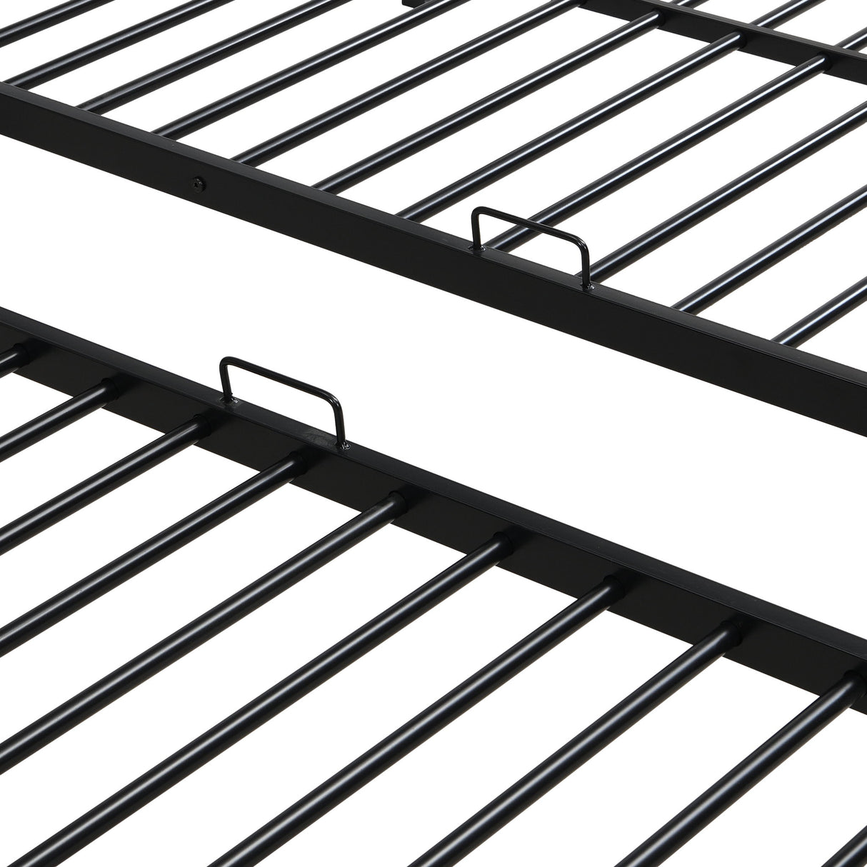 Modern Metal Triple Bunk Bed With Vertical Ladder, Safety Rail, And Storage Shelf - Black